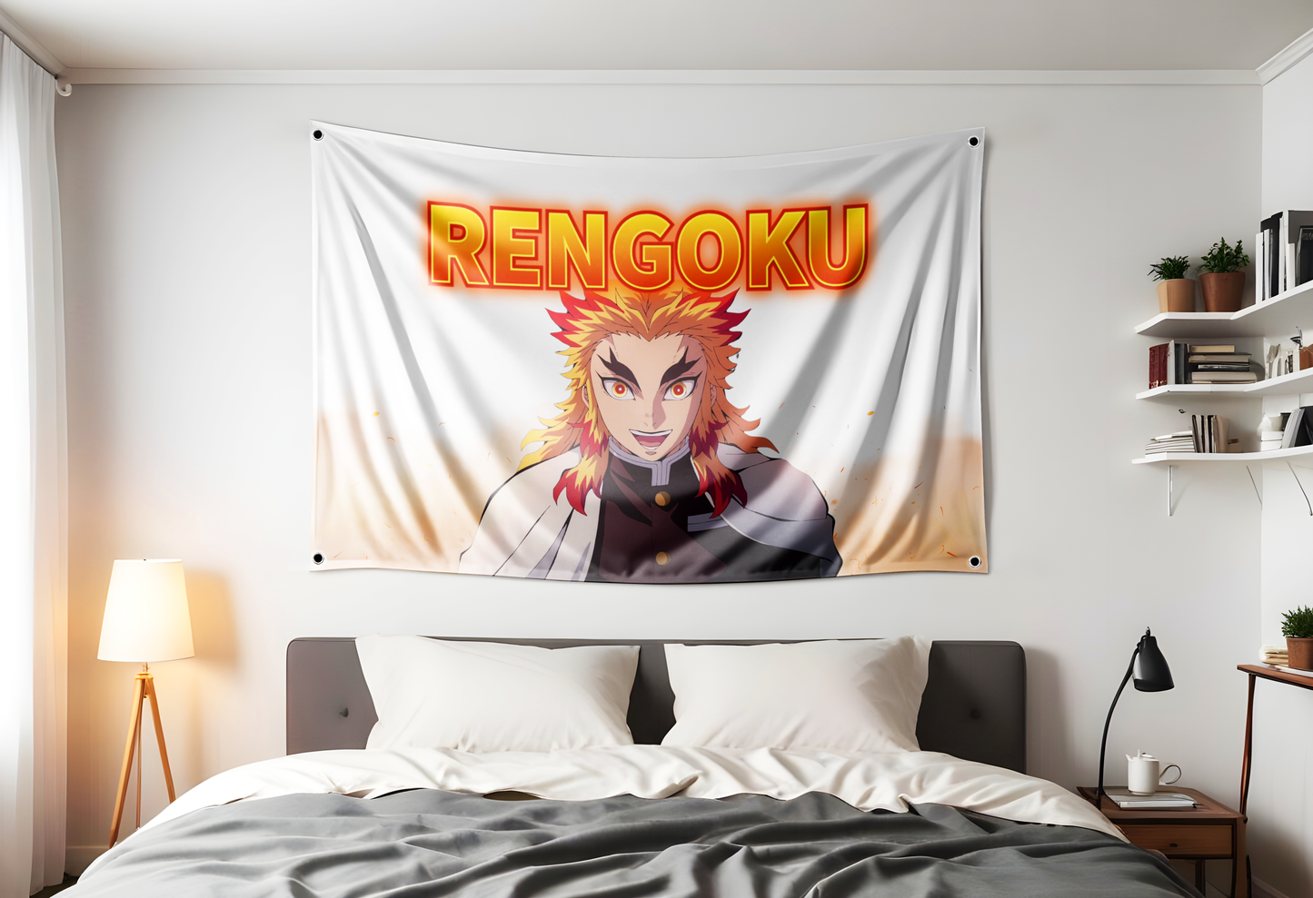 rengoku demon slayer flag in dorm room
